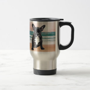 Taza De Viaje Adorable Bulldog Francés Playa Sol Agua