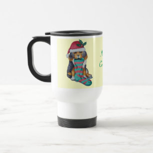 Taza De Viaje adorable cachorro negro y marrón vestido para nav