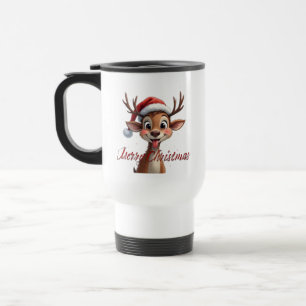 Taza De Viaje Adorable Reno Deseando Feliz Navidad
