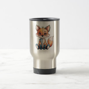 Taza De Viaje Adorable Watercolor Floral Patchwork Fox