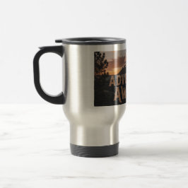 Taza De Viaje Adventure Awaits Mountain Travel Tumbler – Rugged 