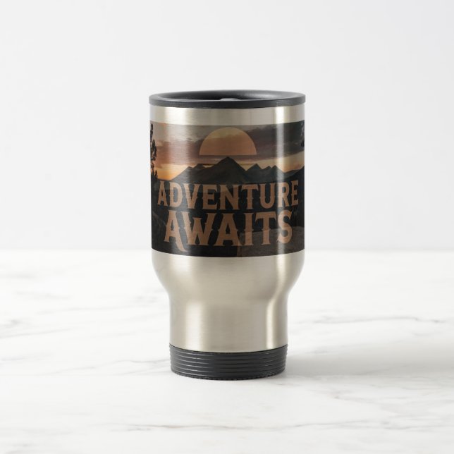 Taza De Viaje Adventure Awaits Mountain Travel Tumbler – Rugged  (Centro)