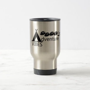 Taza De Viaje Adventure Vibes Tent Typography con Nombre, Campin