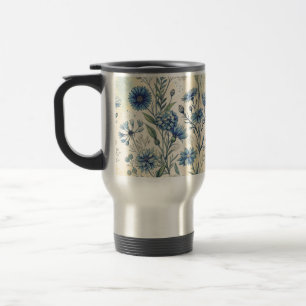 Taza De Viaje Aesthetic Blue Wildflowers