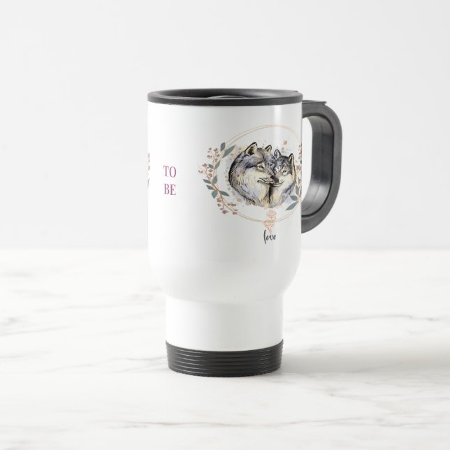 Taza De Viaje Afecto salvaje - Lobos enamorados Ilustracion (Anverso derecho)