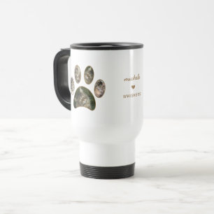Taza De Viaje Aficionados de Gatos Huella de Garra Dorada Nombre