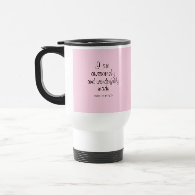 Taza De Viaje Afirmación bíblica rosa positiva simple (Izquierda)