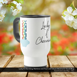 Taza De Viaje Afortunado y encantador arcoiris de 4 hojas Minima
