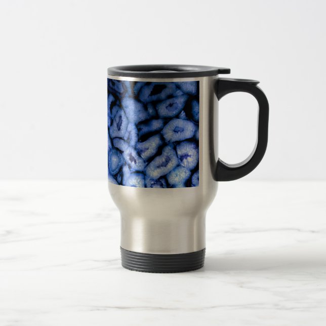 Taza De Viaje Agato de cuarzo azul, geodos azules, patrón abstra (Derecha)