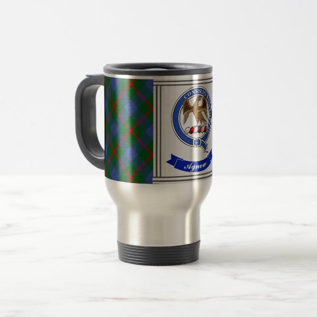 Taza De Viaje Agnew Clan Badge & Tartan Personalizado (Anverso izquierdo)
