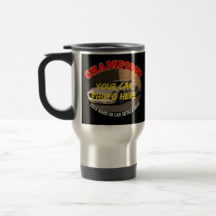 Taza De Viaje Agregar nombre, foto de su coche, texto, Champion 