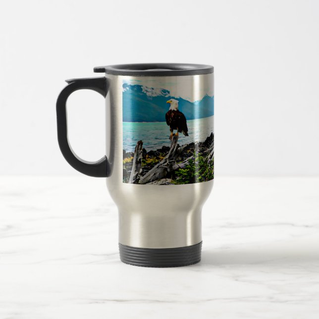 Taza De Viaje Águila Calva En La Costa De Alaska (Izquierda)