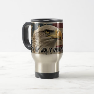 Taza De Viaje Águila y bandera majestuosas: espíritu de libertad