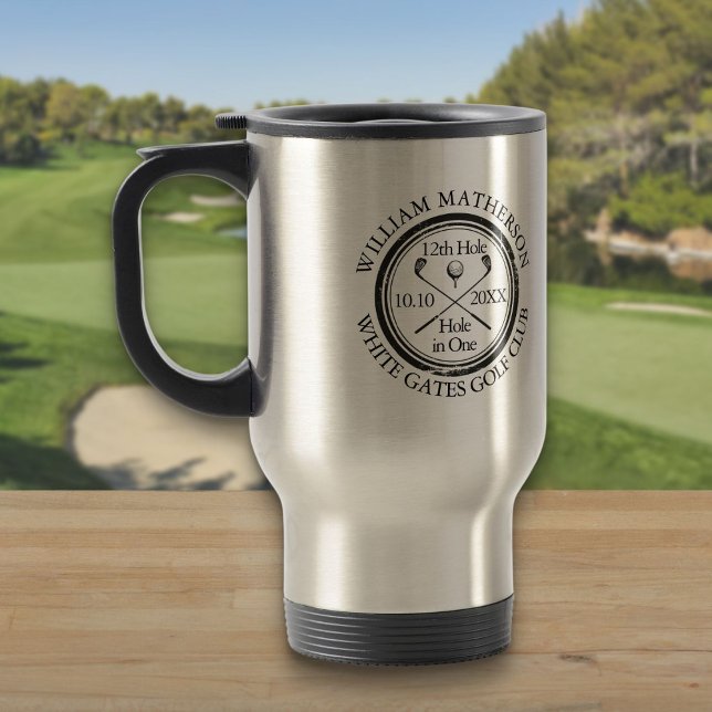 Taza De Viaje Agujero de golf personalizado en un clásico (Custom Golf Hole in One Classic Travel Mug)