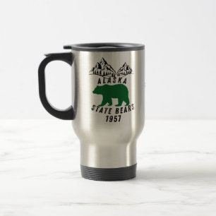 Taza De Viaje Alaska State tiene diseño negro retro de 1957