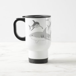Taza De Viaje Alegre arte de los tiburones oceánicos