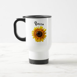 Taza De Viaje Alegre girasol amarillo con abeja personalizada