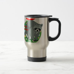 Taza De Viaje alegre navidad raccoon