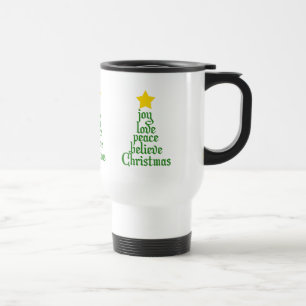 Taza De Viaje Alegría, amor, paz, creencia, Navidades