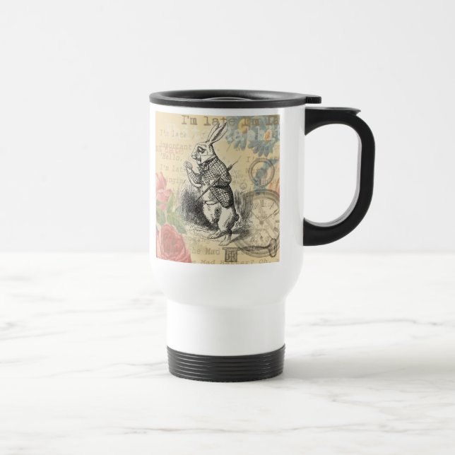 Taza De Viaje Alicia de conejo blanco en arte de maravillas (Derecha)