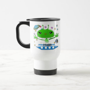 Taza De Viaje Alienígenas del espacio ultraterrestre verde lindo
