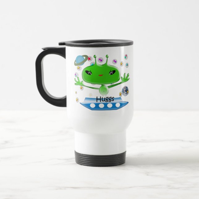 Taza De Viaje Alienígenas del espacio ultraterrestre verde lindo (Izquierda)