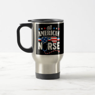 Taza De Viaje All American Nurse 4th Of July Patriotic USA Flag