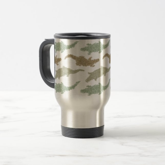 Taza De Viaje Alligadores de camo Guay - patrón sin fisuras. (Anverso izquierdo)