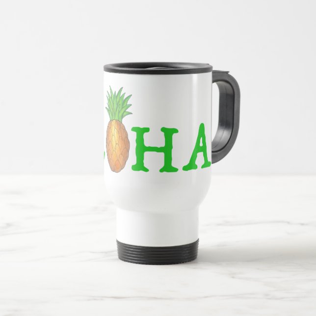 Taza De Viaje ALOHA Fruta tropical hawaiana de piña (Anverso derecho)