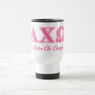 Taza De Viaje Alphi Chi Omega Letras Rosas