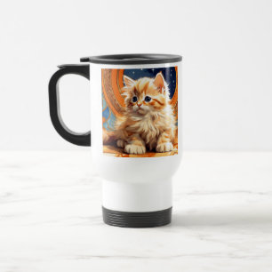 Taza De Viaje Alphonse Mucha Art Nouveau Naranja Cat