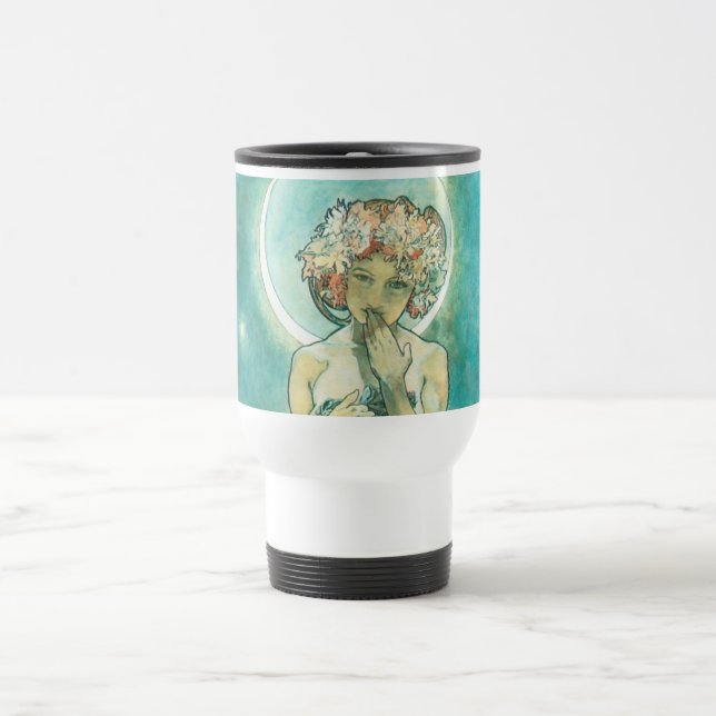 Taza De Viaje Alphonse Mucha Moonlight Clair De Lune Art Nouveau (Centro)