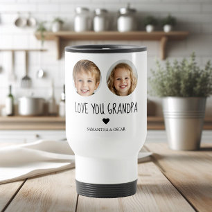 Taza De Viaje Ama Abuelo   Foto personalizada de dos caras