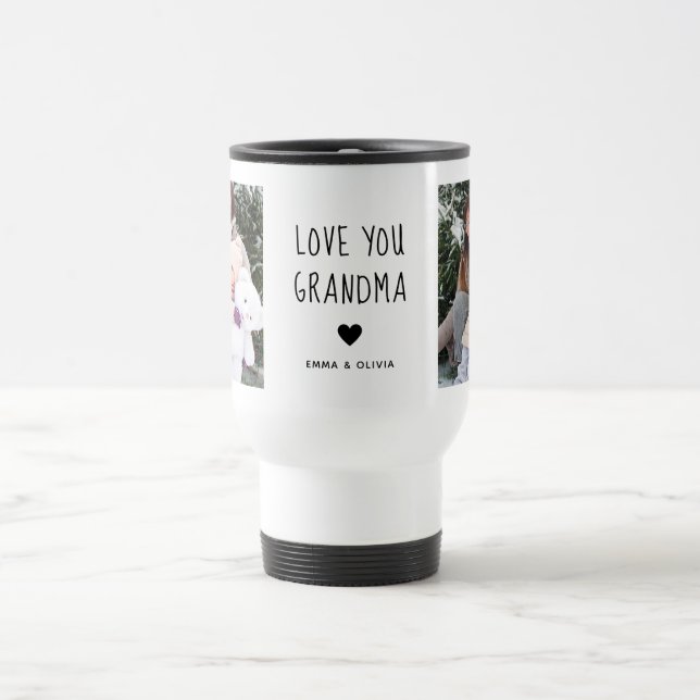 Taza De Viaje Ama tu abuela | Dos fotos personalizado (Centro)