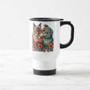 Taza De Viaje Amante de gato lindo gato divertido Siamés y Chart
