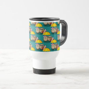 Taza De Viaje Amantes de la Lechuza Cuta con Paraguas y Chocolat
