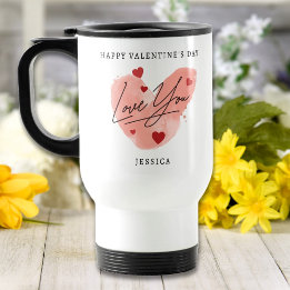 Taza De Viaje Amar a tu Personalizado Nombre de texto Acuarela C