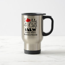 Taza De Viaje Amar mis cuatro gatos