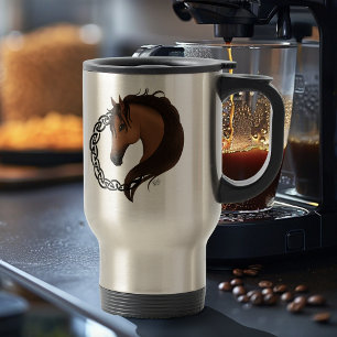 Taza De Viaje Amarillo del caballo marrón celta