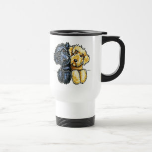 Taza De Viaje Amarillo negro de Labradoodles alineado
