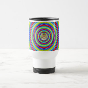 Taza De Viaje Amarillo Rojo Azul Mug y Anillos Verdes