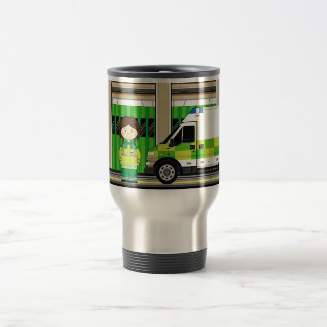 Taza De Viaje Ambulancia del dibujo animado y EMT (Centro)