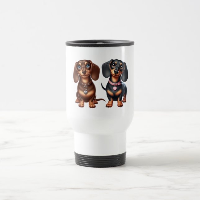 Taza De Viaje Amigos de Cute Dachshund (Centro)