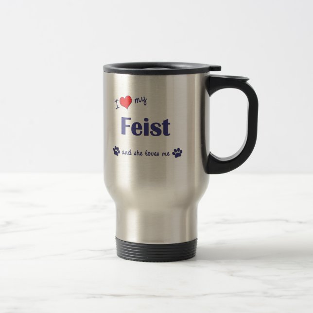 Taza De Viaje Amo a mi Feist (el perro femenino) (Derecha)