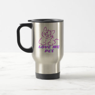 TAZA DE VIAJE AMO A MI MASCOTA DE CUTE ROSA CAT