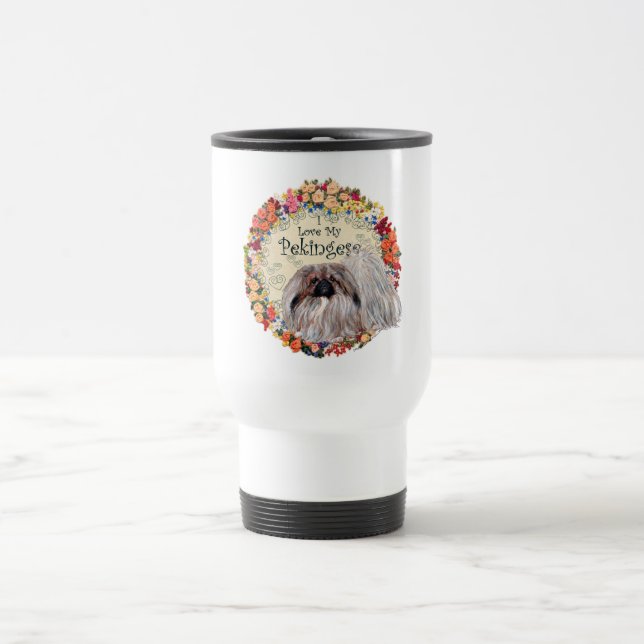 Taza De Viaje Amo a mi pequinés (Centro)