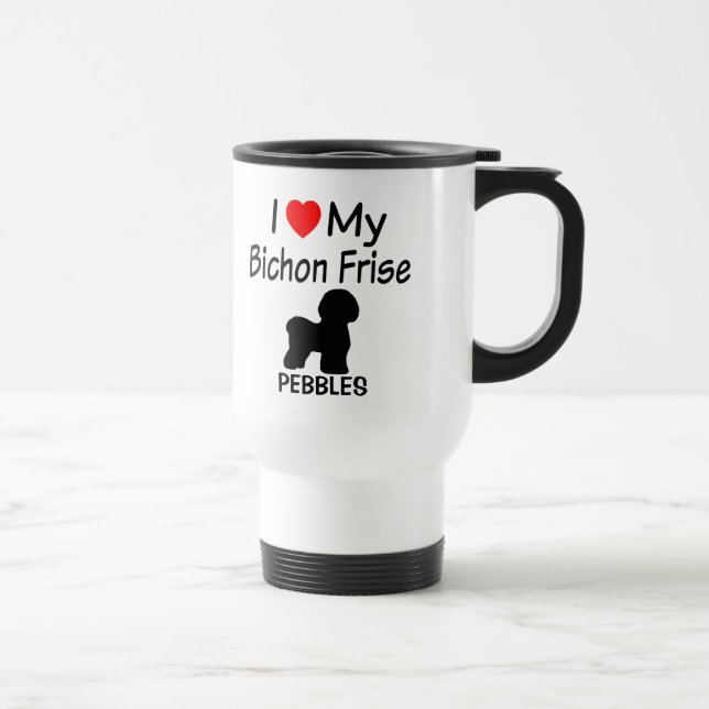 Taza De Viaje Amo a mi perro frito de Bichon (Derecha)