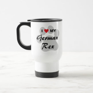Taza De Viaje Amo (corazón) mi diseño de Rex Pawprint del alemán