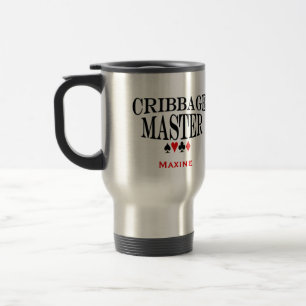 Taza De Viaje Amo de Cribbage personalizado con su nombre