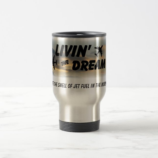 Taza De Viaje Amo el olor del combustible de avión (Centro)